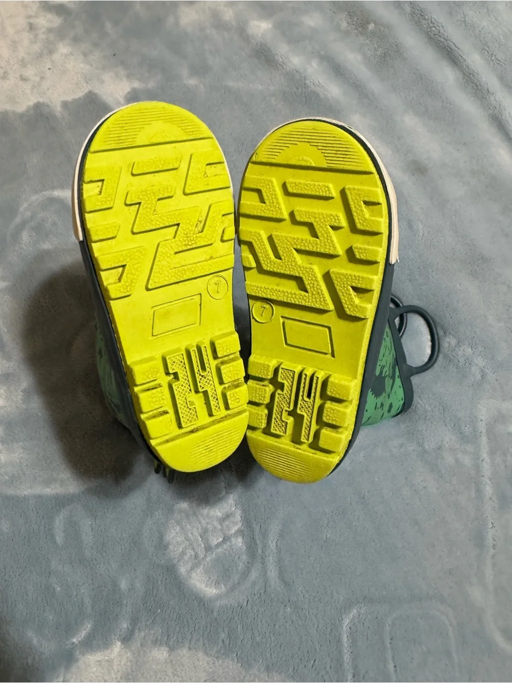 Kids Green Dino Rain Boots with Easy-Grab Handles